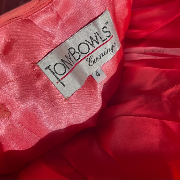 Tony Bowls Evening Gala Coral Chiffon Formal Dress Size 4 - Picture 11 of 14